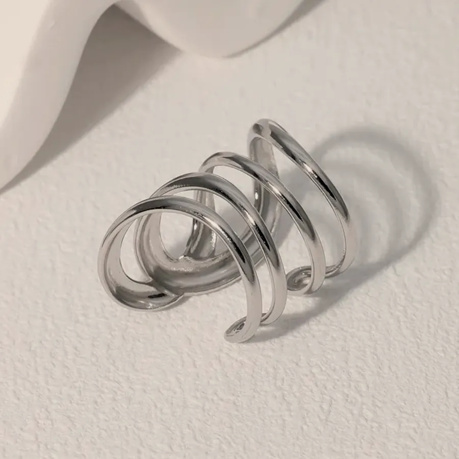 Silver spiral ring.