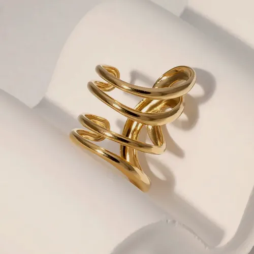 Gold ripple ring.