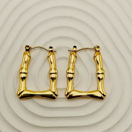 Square gold bamboo hoops.