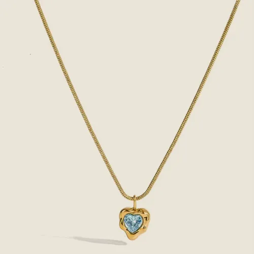 Necklace with a sky-blue heart.
