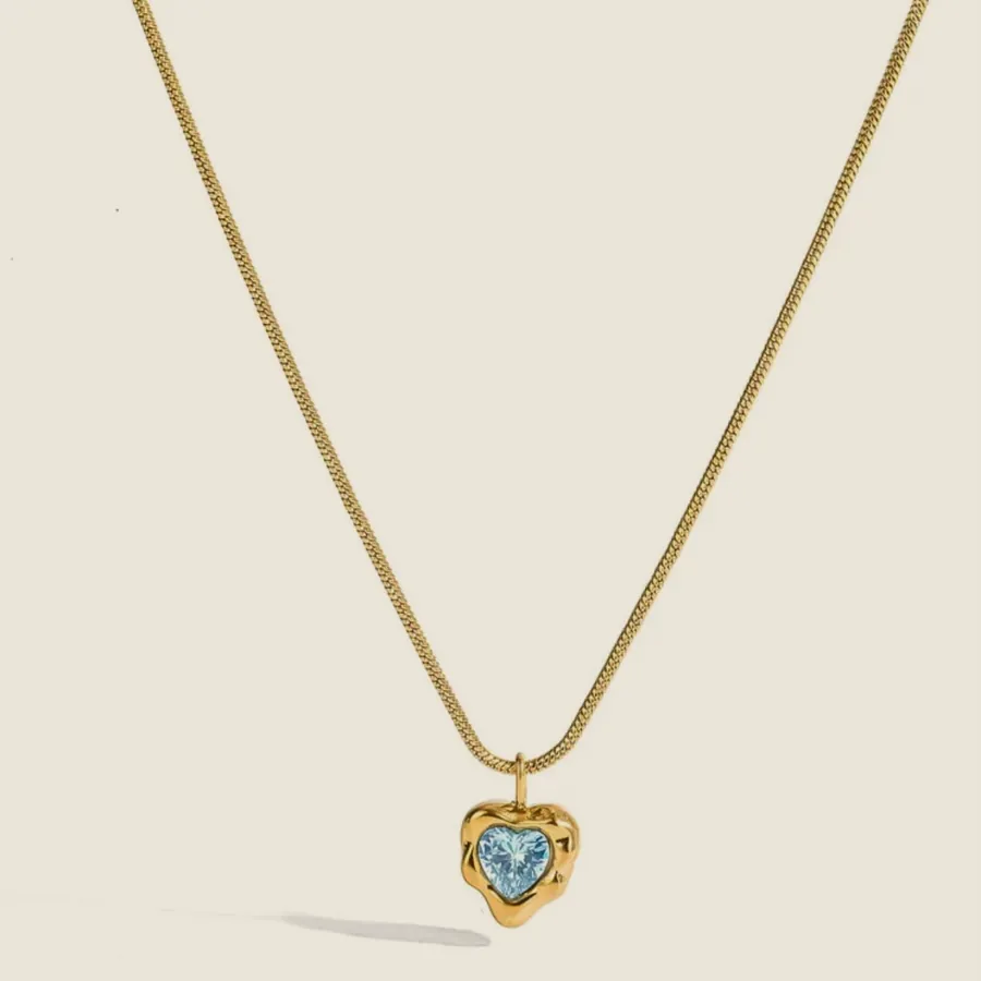 Necklace with a sky-blue heart.