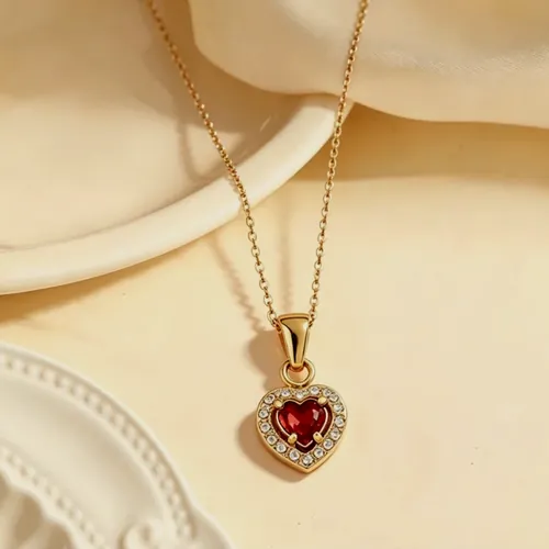 Necklace with a red heart.