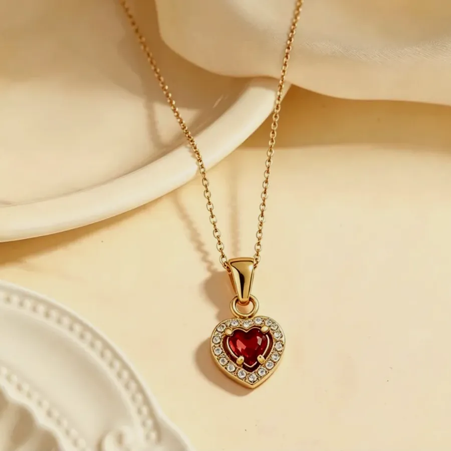 Necklace with a red heart.