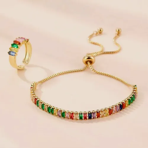 Coloured crystal bracelet.