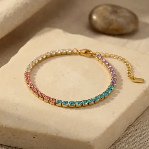 Pastel crystal tennis bracelet.