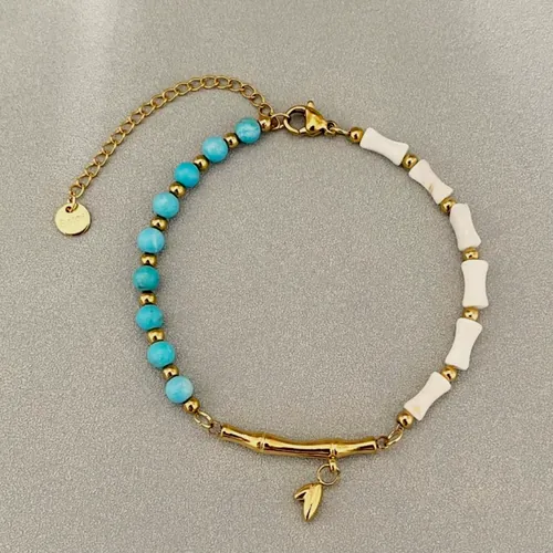 Turquoise and white enamel bracelet.