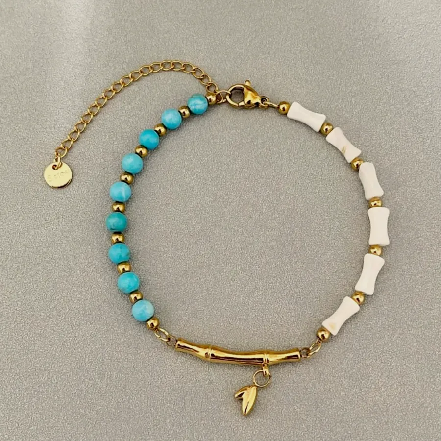 Turquoise and white enamel bracelet.