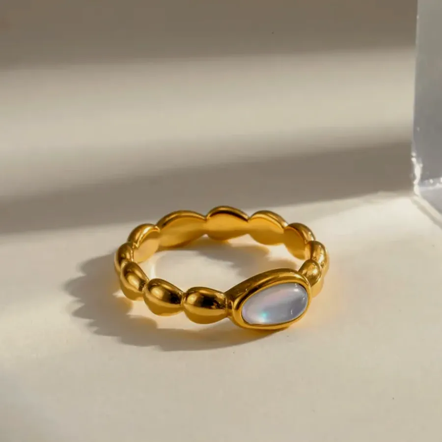 Bead ring with a moonstone.