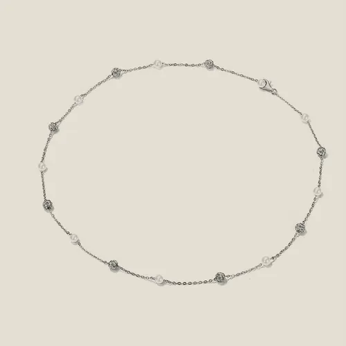 Silver-tone station necklace.
