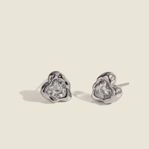 Silver-tone rosebud studs.
