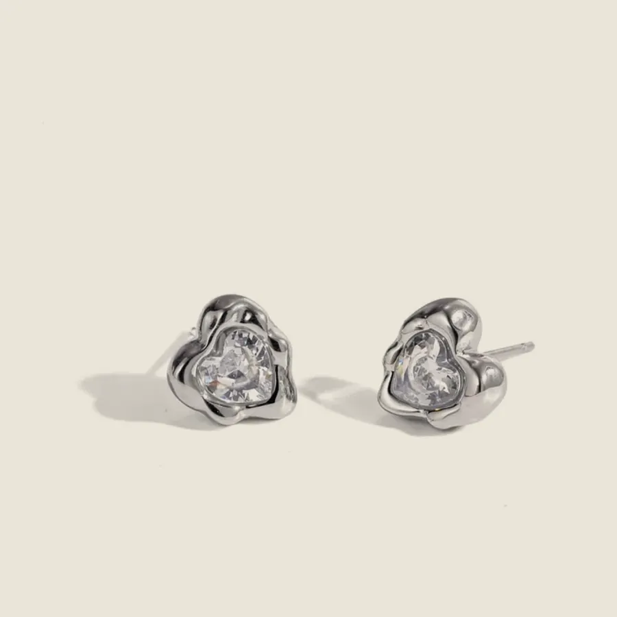 Silver-tone rosebud studs.