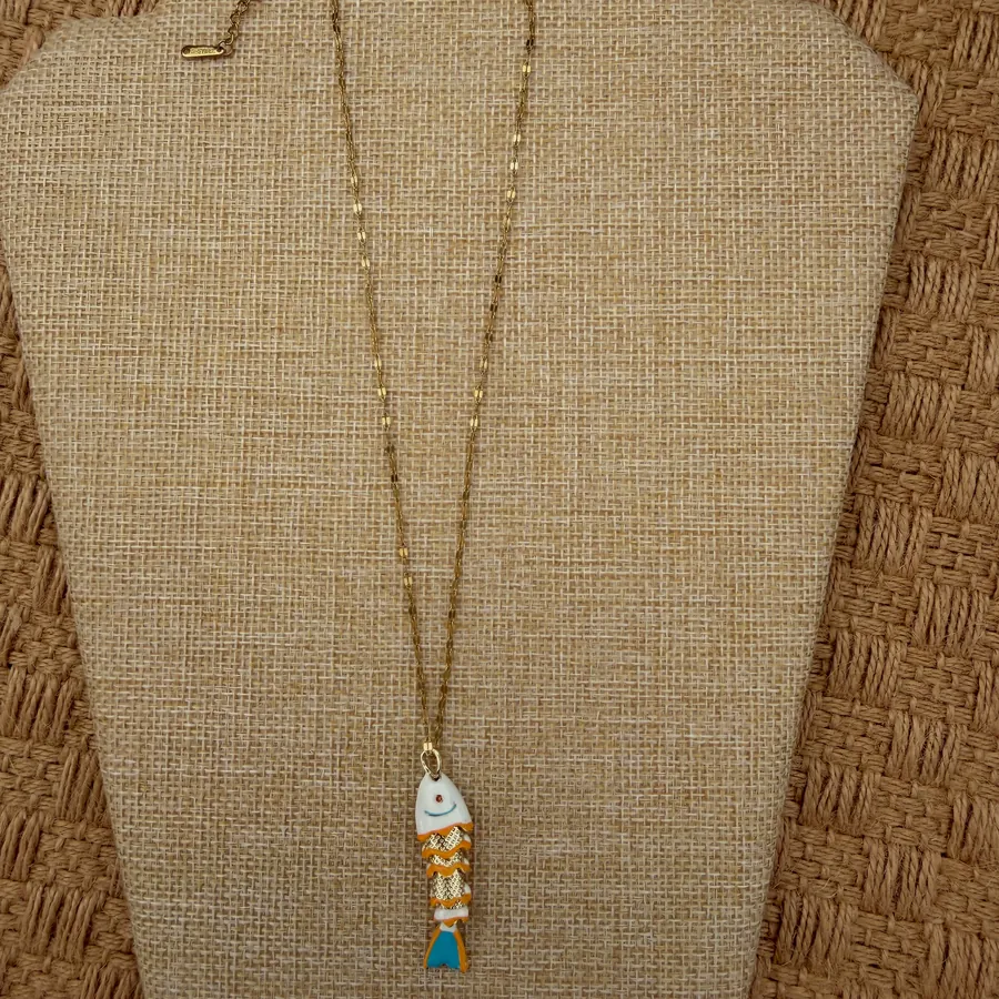 Another view of the dainty charm necklace.