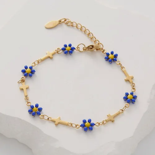Blue enamel flower bracelet.