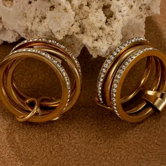 Another view of the double hoop earrings.