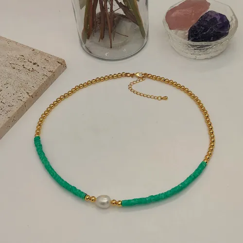 Half turquoise, half chain choker.